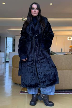 Verbier Premium Faux Fur Coat Midnight